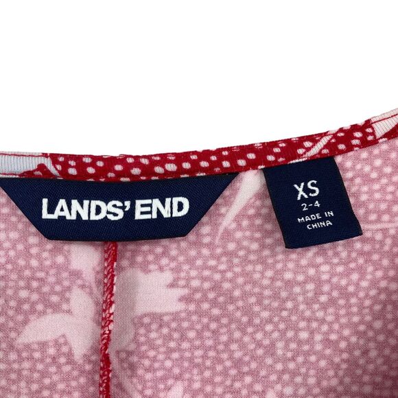 Lands' End Women's Red Pima Cotton Long Sleeve Side Knotted A-Line Dress Size XS - Picture 8 of 12